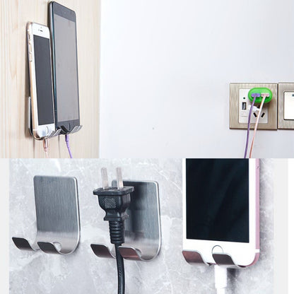 Stainless Steel Plug Power Cord Hook Bathroom Non-perforated Storage Rack, Size: 61x45mm, Stainless Steel Plug Power Cord Hook