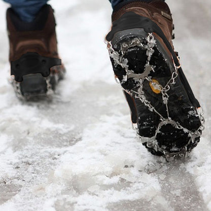 One Pair 19 Teeth Anti-Slip Ice Gripper Hiking Climbing Chain Shoes Covers, Size: M