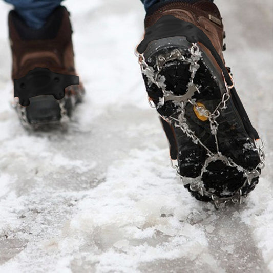 One Pair 19 Teeth Anti-Slip Ice Gripper Hiking Climbing Chain Shoes Covers, Size: M