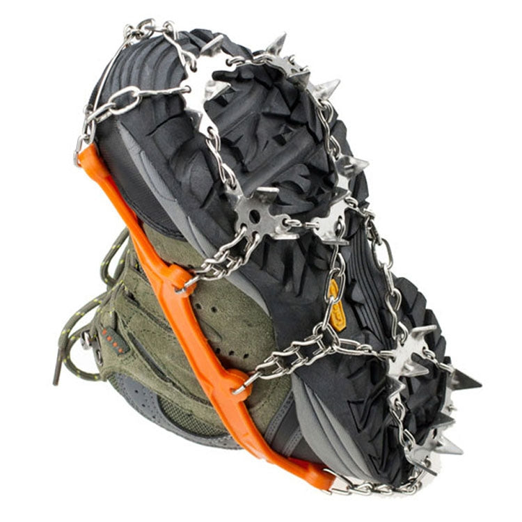 One Pair 19 Teeth Anti-Slip Ice Gripper Hiking Climbing Chain Shoes Covers, Size: M