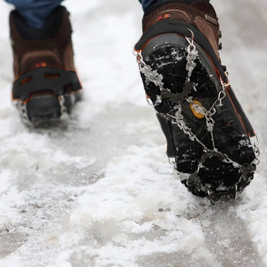 One Pair 8 Teeth Anti-Slip Ice Gripper Hiking Climbing Chain Shoes Covers