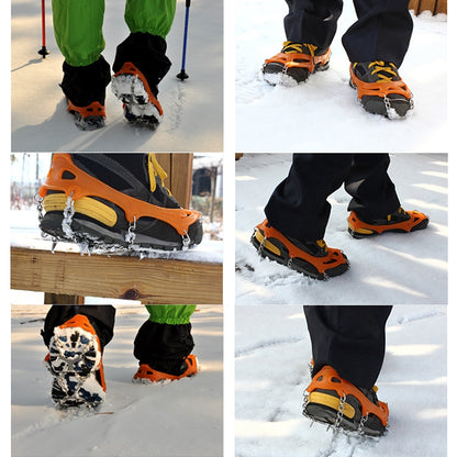 One Pair 8 Teeth Anti-Slip Ice Gripper Hiking Climbing Chain Shoes Covers