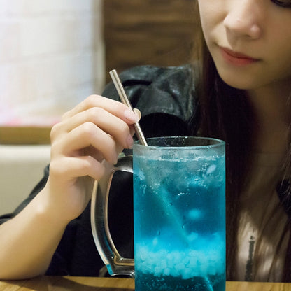 4pcs Reusable Stainless Steel Drinking Straw + Cleaner Brush Set Kit,  215*8mm, 215*8mm (Combination)