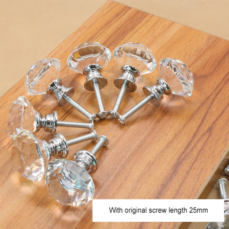 30mm K9 Clear Crystal Glass Chromium-plated One-hole Drawer Handle