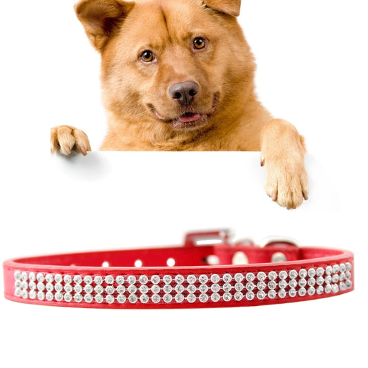 PU Diamond Studded Pet Collar Dog Collar Pet Products, Size: M, 2 * 42cm, Size: M