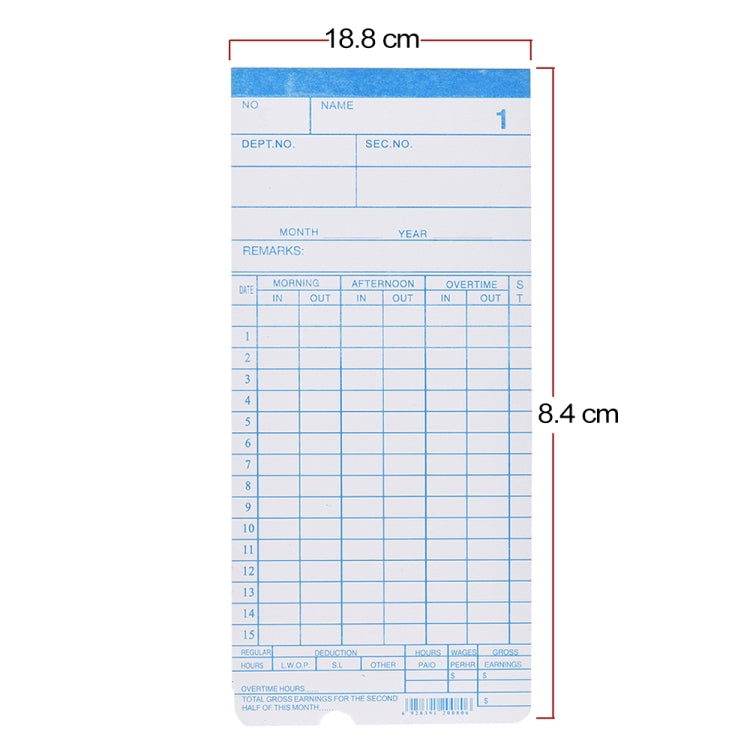 90 PCS Paper Time Card