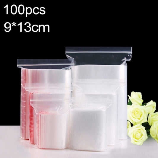 100pcs/pack PE Self Sealing Clear Zip Lock Packaging Bag, 9cm x 13cm, Custom Printing and Size are welcome, 9*13cm