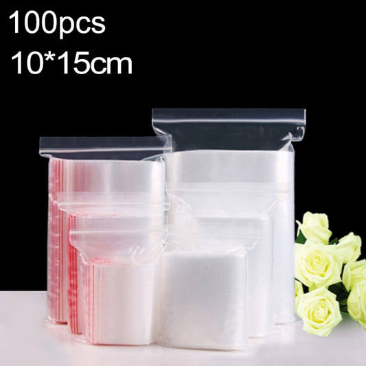 100pcs/pack PE Self Sealing Clear Zip Lock Packaging Bag, 10cm x 15cm, Custom Printing and Size are welcome, 10*15cm