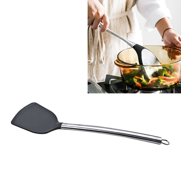 kn605 Stainless Steel Handle Silicone Slice High Temperature Resistance Cooking Slice, Black, Grey, Red