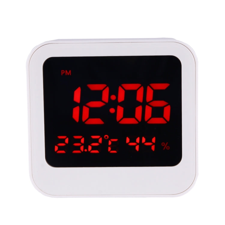 Desk Table Digital Backlight LED Alarm Clock with Time & Date & Temperature & Humidity Display, 11.6x10.8x4.6cm