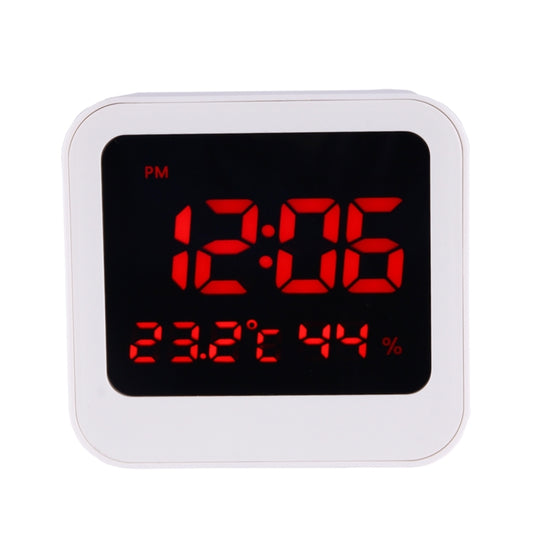 Desk Table Digital Backlight LED Alarm Clock with Time & Date & Temperature & Humidity Display, 11.6x10.8x4.6cm