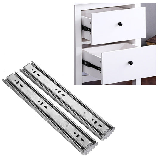 14 inches 3-section Mute Stainless Steel Sliding Drawer Slides Ball Slide Rail Length: 35cm, 14 inches
