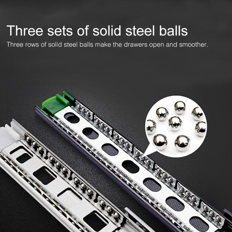 14 inches 3-section Mute Stainless Steel Sliding Drawer Slides Ball Slide Rail Length: 35cm, 14 inches