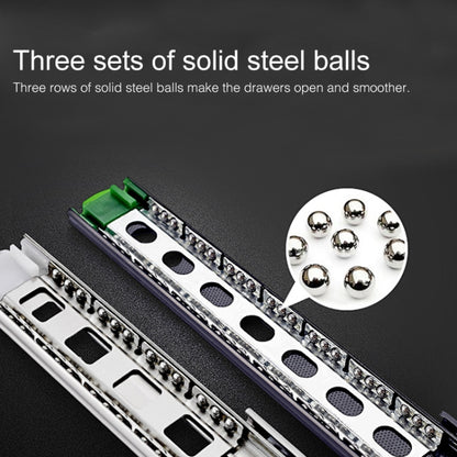 14 inches 3-section Mute Stainless Steel Sliding Drawer Slides Ball Slide Rail Length: 35cm, 14 inches