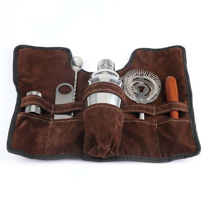 7 in 1 Stainless Steel Wine Cocktail Shaker Tools Set with Cloth Bag, Capacity: 550ml, 550ml