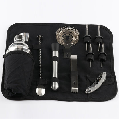 12 in 1 Stainless Steel Wine Cocktail Shaker Tools Set with Cloth Bag, Boston 800600M, Boston 800600M