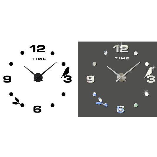 Bedroom Home Office Decoration Frameless Large Size DIY 3D Mirror Surface Wall Stickers Quiet Clock, Size: 100*100cm, 3M006 (Black), 3M006 (Silver)