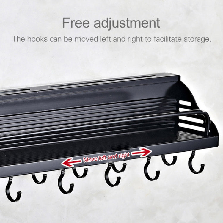 B Version 50cm 2 Cups 10 Hooks Kitchen Multi-function Wall-mounted Condiment Storage Rack, B Version 50cm 2 Cups