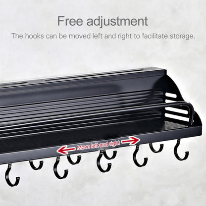 B Version 50cm 2 Cups 10 Hooks Kitchen Multi-function Wall-mounted Condiment Storage Rack, B Version 50cm 2 Cups