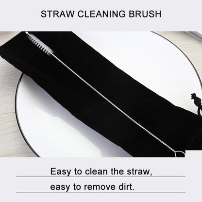 8 PCS Reusable Silicone Tips Stainless Steel Drinking Straws + 2 PCS Cleaner Brushes Set Kit with Cashmere Bag,  266*6mm, 266*6mm