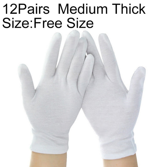 12 Pairs Pure Cotton Working Gloves, Medium Thick Size：Free Size, Medium Thick, Size：Free Size