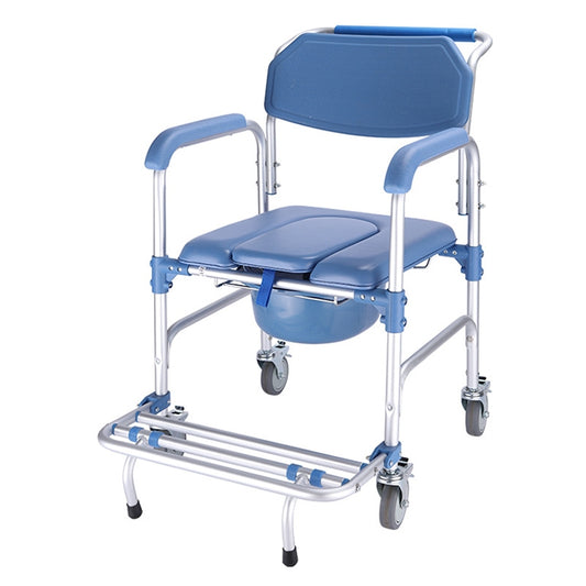 Toilet Seat Aluminum Alloy Wheelchair Pregnant Shower Chair with Wheels