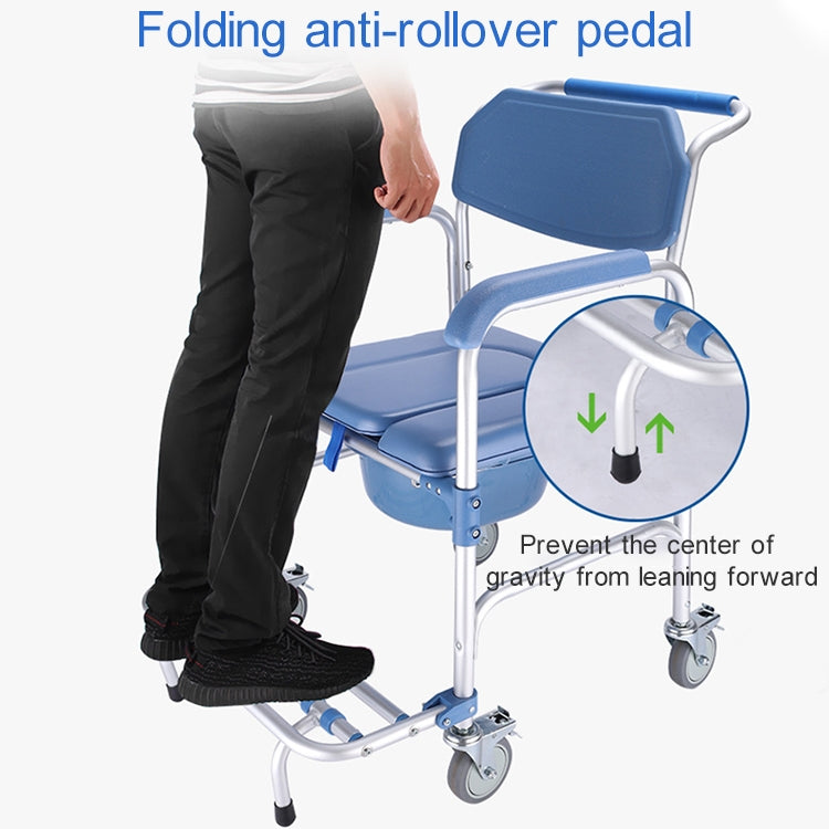 Toilet Seat Aluminum Alloy Wheelchair Pregnant Shower Chair with Wheels