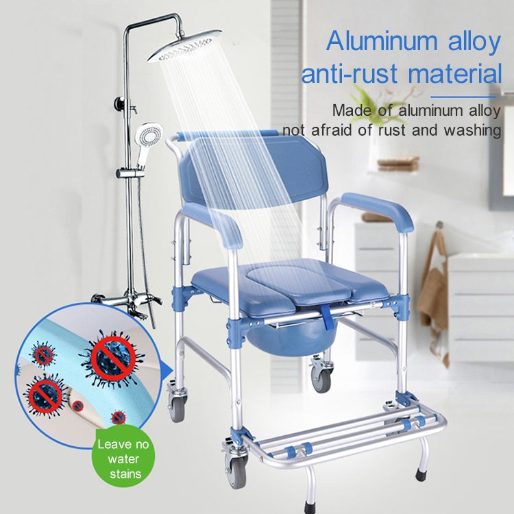Toilet Seat Aluminum Alloy Wheelchair Pregnant Shower Chair with Wheels