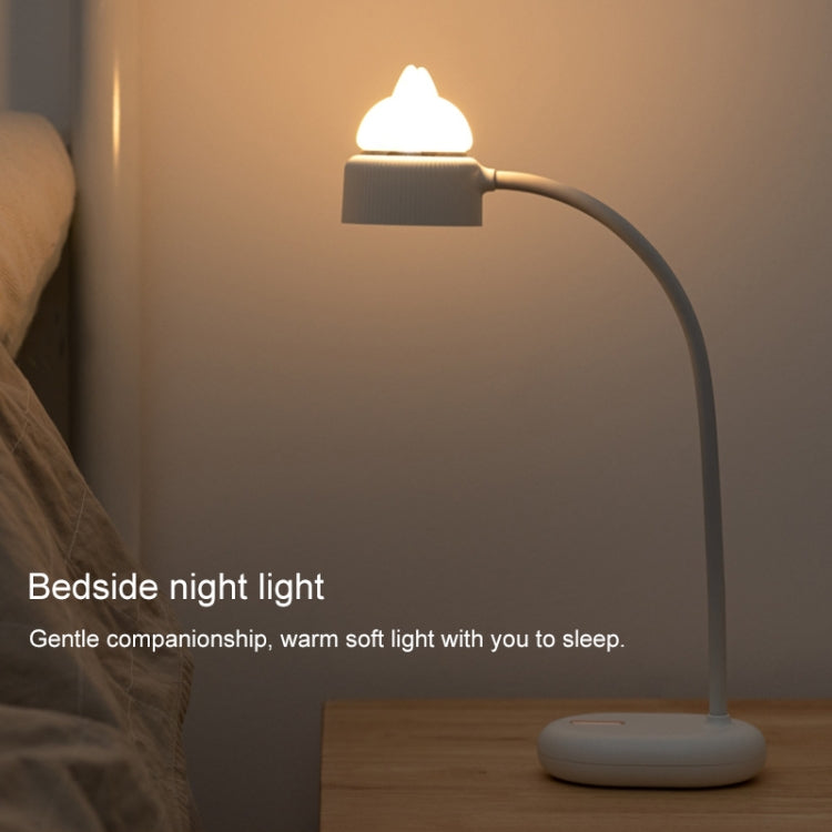 مصباح مكتب ليلي LED بتصميم مصدر ضوء مزدوج على شكل قطة، يدعم 3 مستويات للتحكم في السطوع