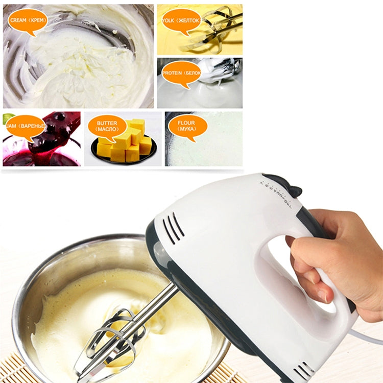 KN007364 100W Household Seven-speed Adjustable Handheld Electric Egg Beater, EU Plug, KN007364
