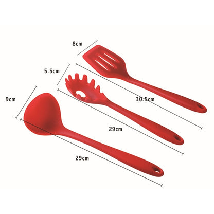 kn7050 10 in 1 Silicone Kitchen Tool Set, Black, Green, Blue, Red