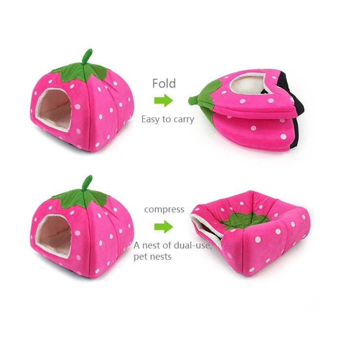 Strawberry Shaped Foldable Short Plush Pet House Nest, Size: S, Purple, Size S, Dark Blue, Size S, Red, Size S, Pink, Size S, Blue, Size S