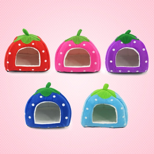Strawberry Shaped Foldable Short Plush Pet House Nest, Size: S, Purple, Size S, Dark Blue, Size S, Red, Size S, Pink, Size S, Blue, Size S