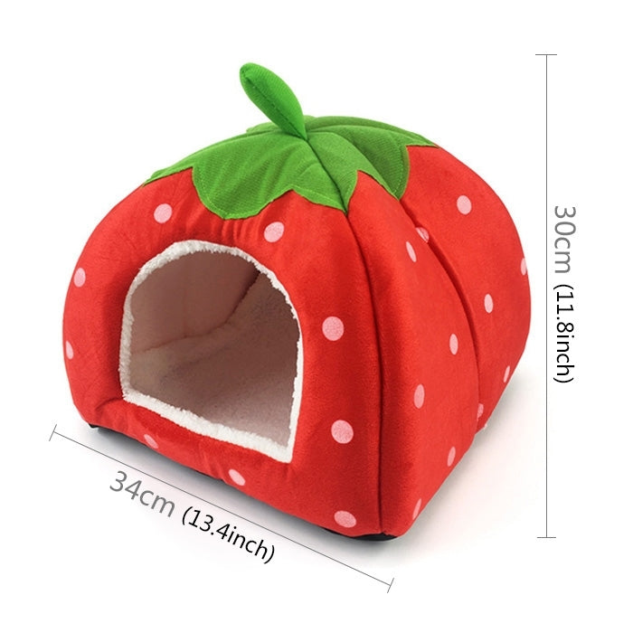 Strawberry Shaped Foldable Short Plush Pet House Nest, Size: M, Red, Size M, Pink, Size M, Blue, Size M, Purple, Size M