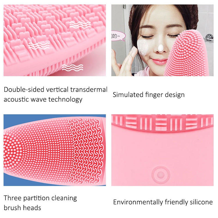Battery-powered Silicone Acoustic Wave Face Skin Care Electric Facial Cleanser