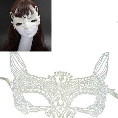 Halloween Masquerade Party Dance  Sexy Lady Lace Cat King Mask, Cat King