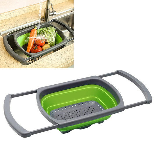 kn003 Household RetractableFruit and Vegetable Water Filter Basket Washing Basket, Green, Red
