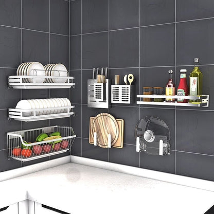 304 Stainless Steel Wall-mounted Kitchen Rack Hanging Pot Lid Holder