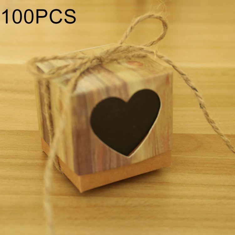 100 PCS Wedding Wood Grain Heart-shaped Pattern Hollowed-out Kraft Paper Sugar Box, Size: 5x5x5cm, LOVE Heart-shaped, Black Heart-shaped