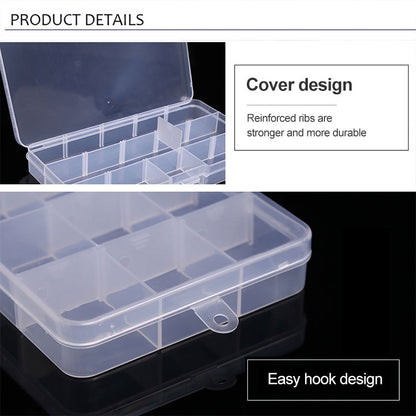 Removable Grid Plastic 15 Slots Box Organizer for Jewelry Earring Fishing Hook Small Accessories, 15 Slots (Purple+Blue), 15 Slots (Baby Blue+Blue), 15 Slots (White+Blue), 15 Slots (White+Pink)