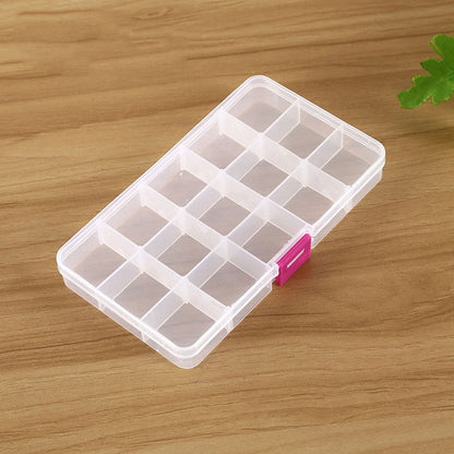 Removable Grid Plastic 15 Slots Box Organizer for Jewelry Earring Fishing Hook Small Accessories, 15 Slots (Purple+Blue), 15 Slots (Baby Blue+Blue), 15 Slots (White+Blue), 15 Slots (White+Pink)