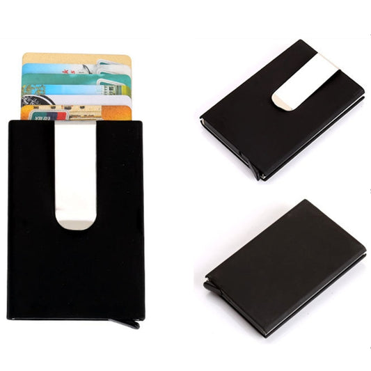 Frosted Antimagnetic Solid Color Credit Card Holder Money Clip Wallet, Size: 10*6.6cm, Black, Red