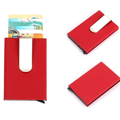 Frosted Antimagnetic Solid Color Credit Card Holder Money Clip Wallet, Size: 10*6.6cm, Black, Red