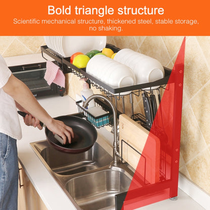 92cm Stainless Steel Kitchen Bowl Dish Fruit Basket Knife Chopping Block Chopsticks Drain Rack Storage Holder, Deluxe Version, 92cm Deluxe Version