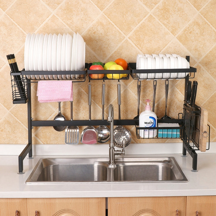 92cm Stainless Steel Kitchen Bowl Dish Fruit Basket Knife Chopping Block Chopsticks Drain Rack Storage Holder, Deluxe Version, 92cm Deluxe Version