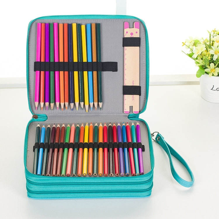96 Slots Colored Pencil Case PU Leather Drawing Sketch Watercolor Pencils Holder Organizer with Hand Strap, 96 Slots Brown