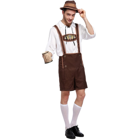 زي هالوين رجالي زي بيرة أكتوبرفيست يناسب أسلوب إنجلترا في الأداء المسرحي ملابس تنكرية، المقاس: كبير، الصدر: 100 سم، محيط الخصر: 99 سم، طول الملابس: 69 سم، البنطال الطويل: 50 سم، المقاس: كبير للبالغين