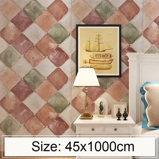 Colorful Stone Creative 3D Stone Brick Decoration Wallpaper Stickers Bedroom Living Room Wall Waterproof Wallpaper Roll, Size: 45 x 1000cm, Colorful stone