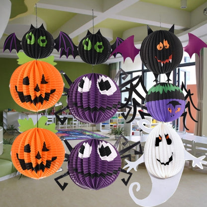 3 PCS / Set Creative Funny Halloween Ghost Bats Spider Pendant Paper Decoration and Props Horror, Ghost + bat + spider