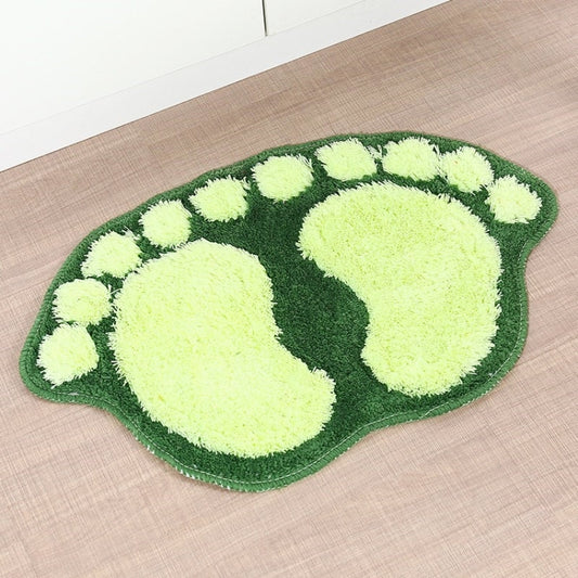 1390 Foot-shaped Non Slip Shaggy Soft Water Absorption Bedroom Bathroom Carpet Mat